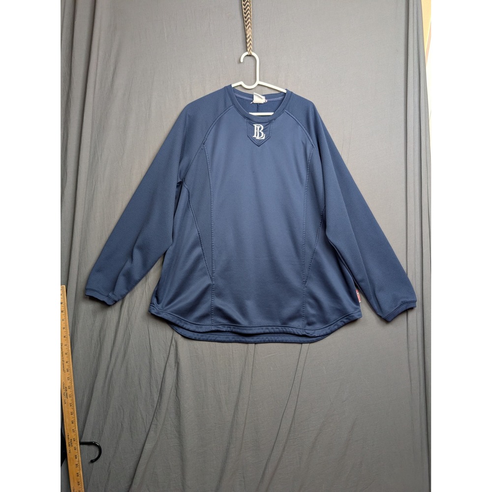 Majestic Mens Navy Blue Long Sleeve Athletic Pullover B Logo Shirt XL